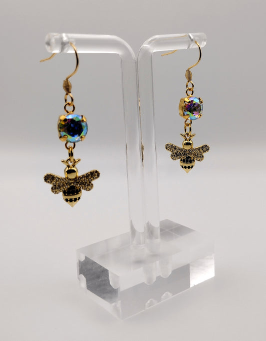 Faux Diamond Bee Earrings