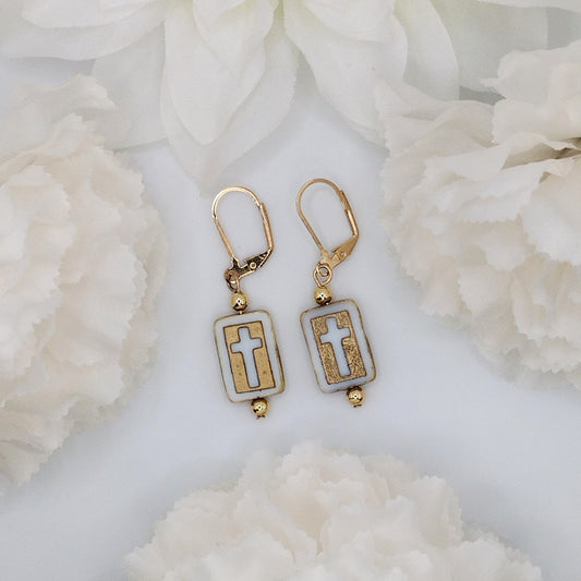 Silent Grace Cross Earrings