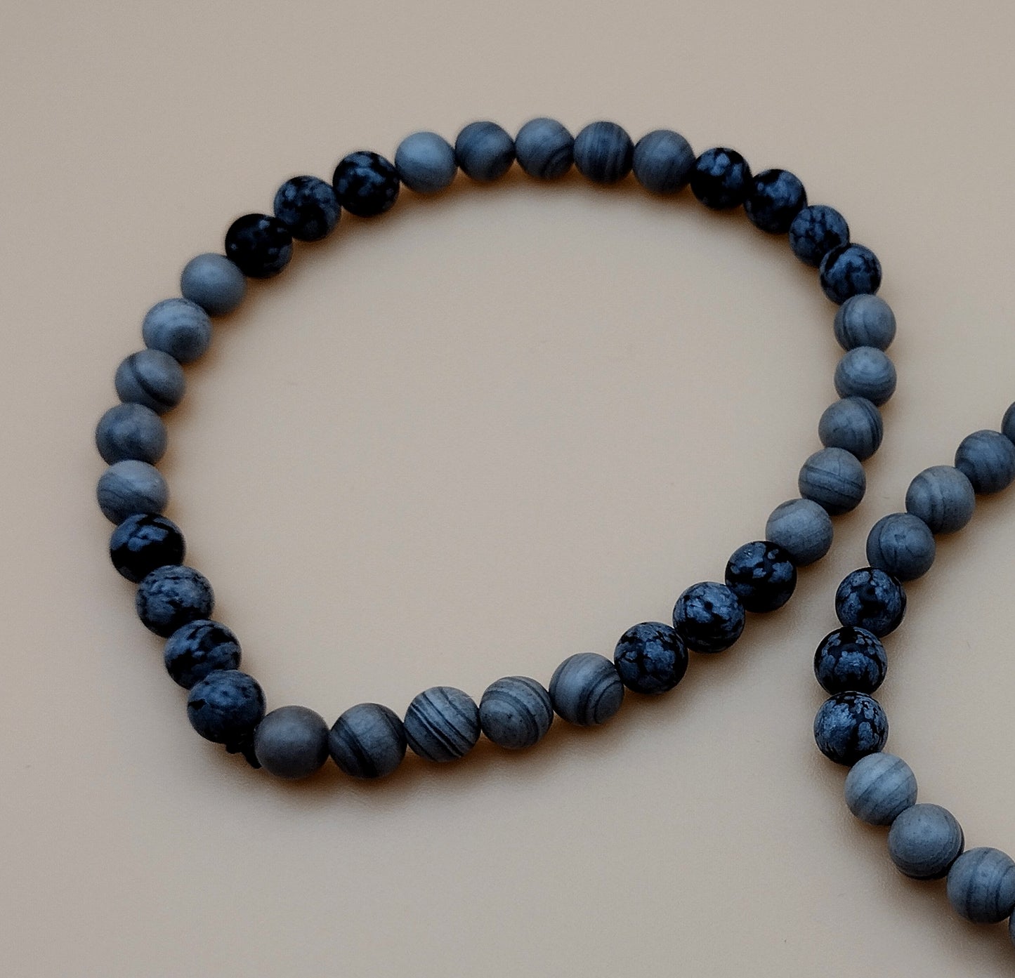 Snowflake Obsidian & Silver Line Jasper Bracelets