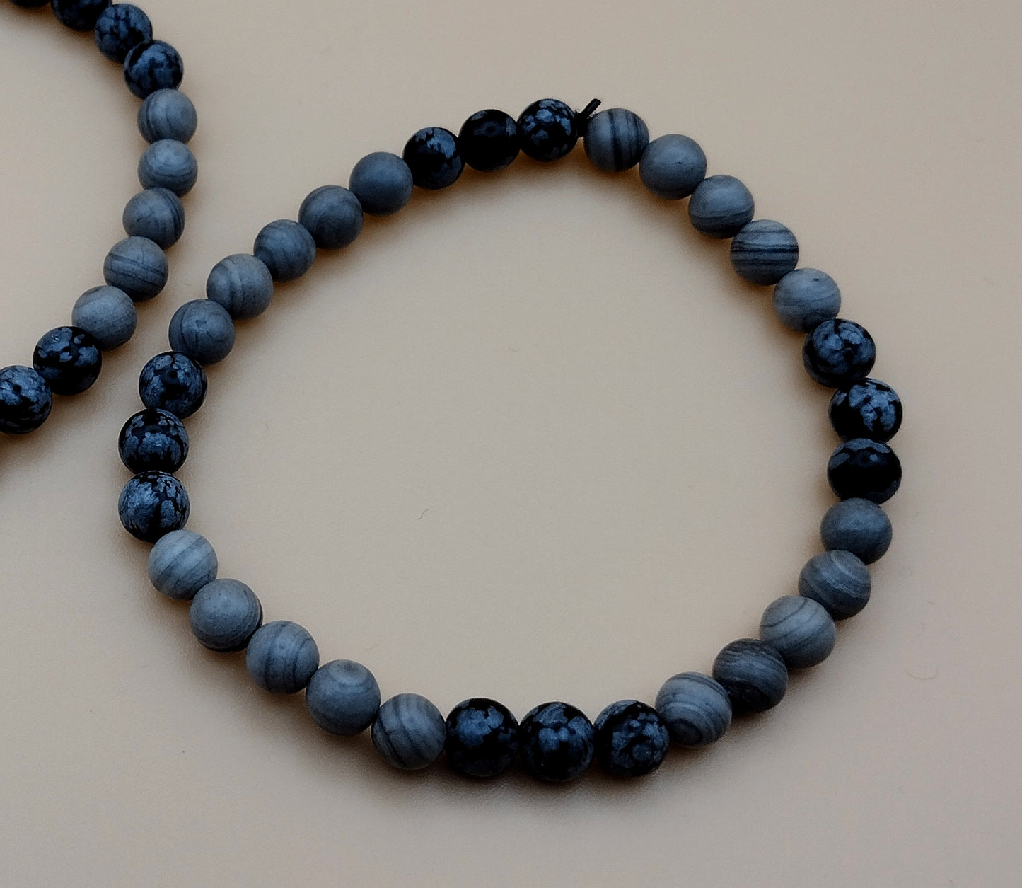 Snowflake Obsidian & Silver Line Jasper Bracelets