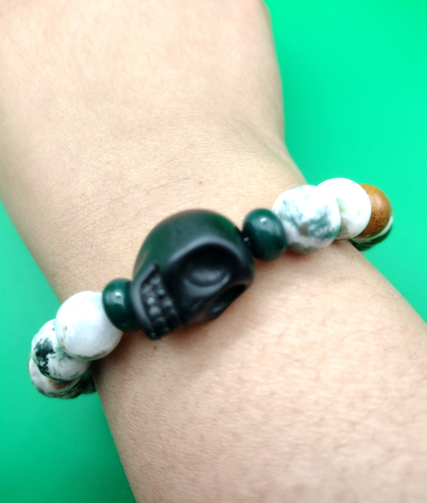 Skull & Tree Agate Bracelet