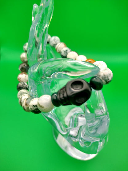 Skull & Tree Agate Bracelet
