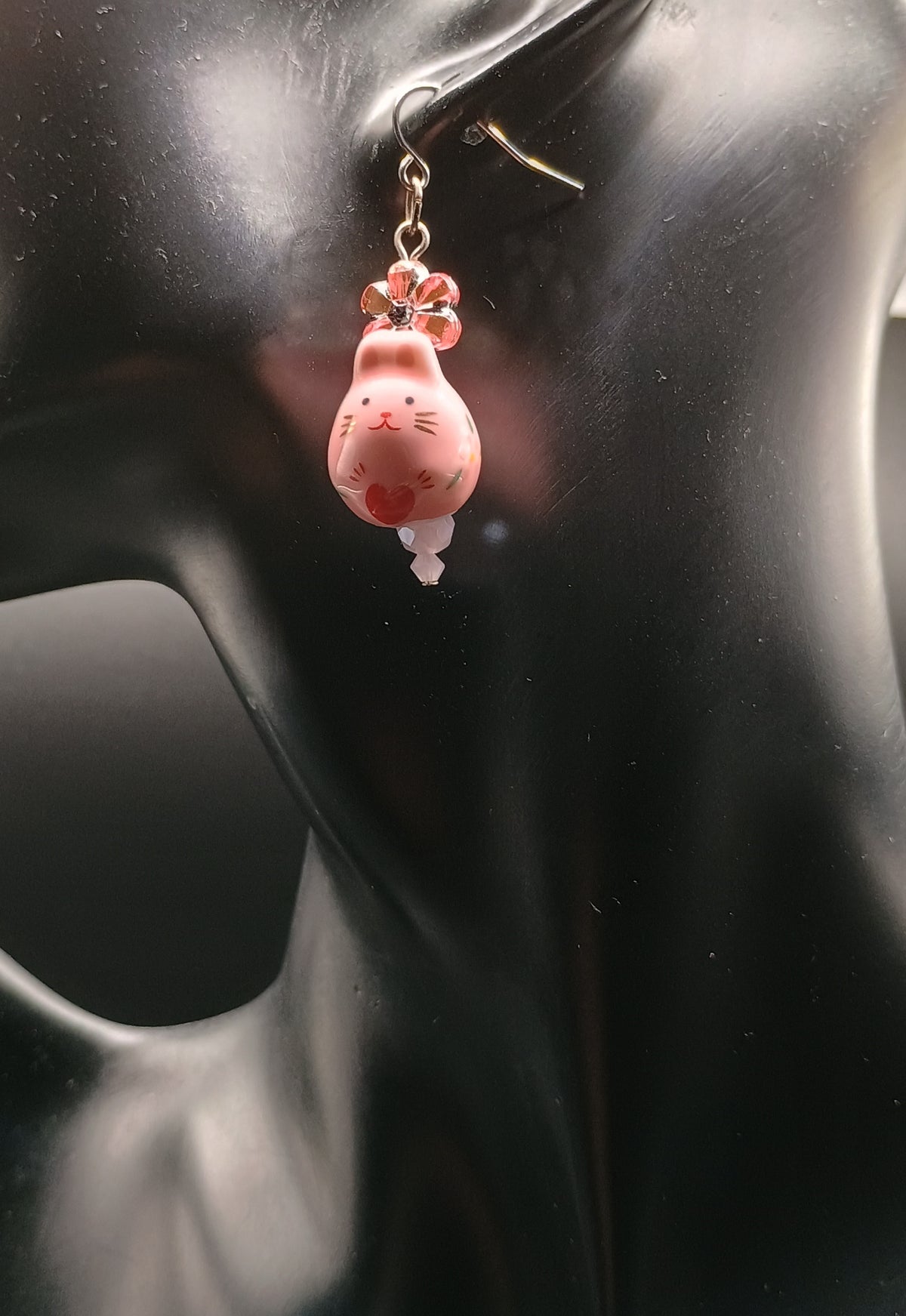 Animal Floral Earrings - Bunny or Lucky Cat
