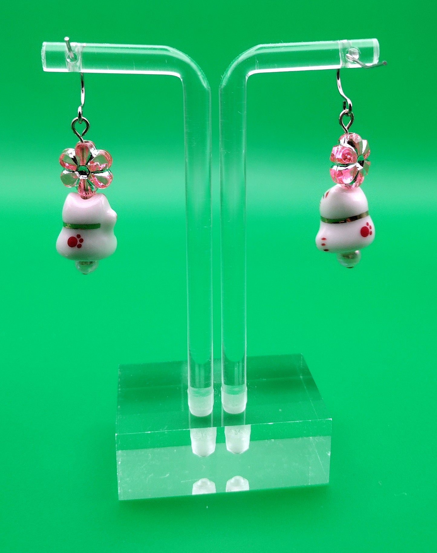 Animal Floral Earrings - Bunny or Lucky Cat