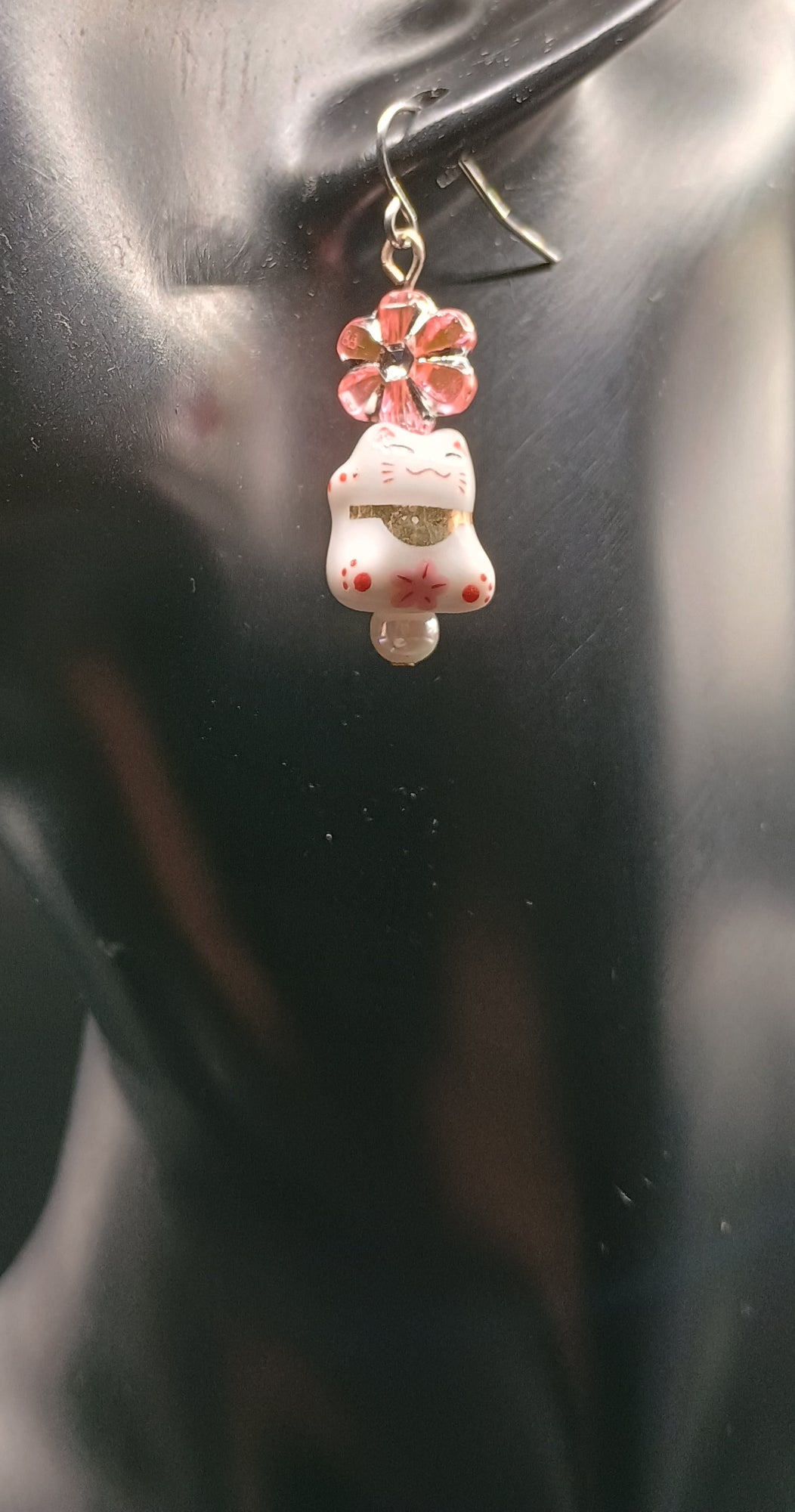 Animal Floral Earrings - Bunny or Lucky Cat