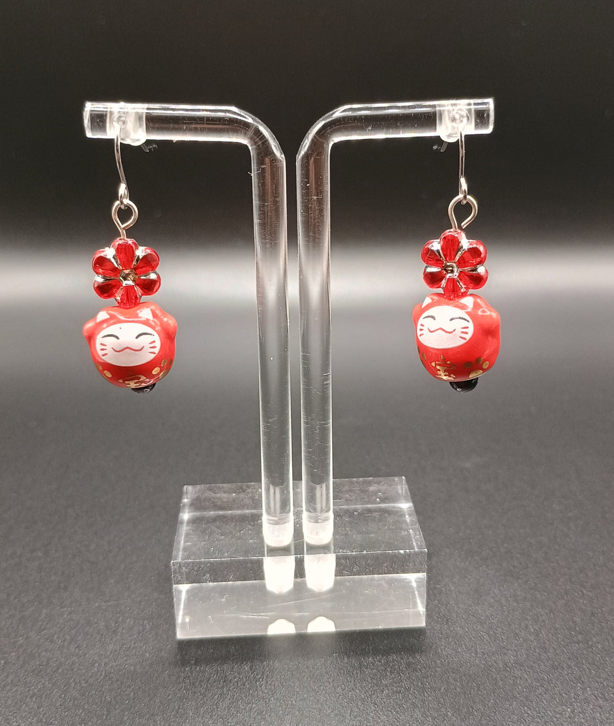 Animal Floral Earrings - Bunny or Lucky Cat