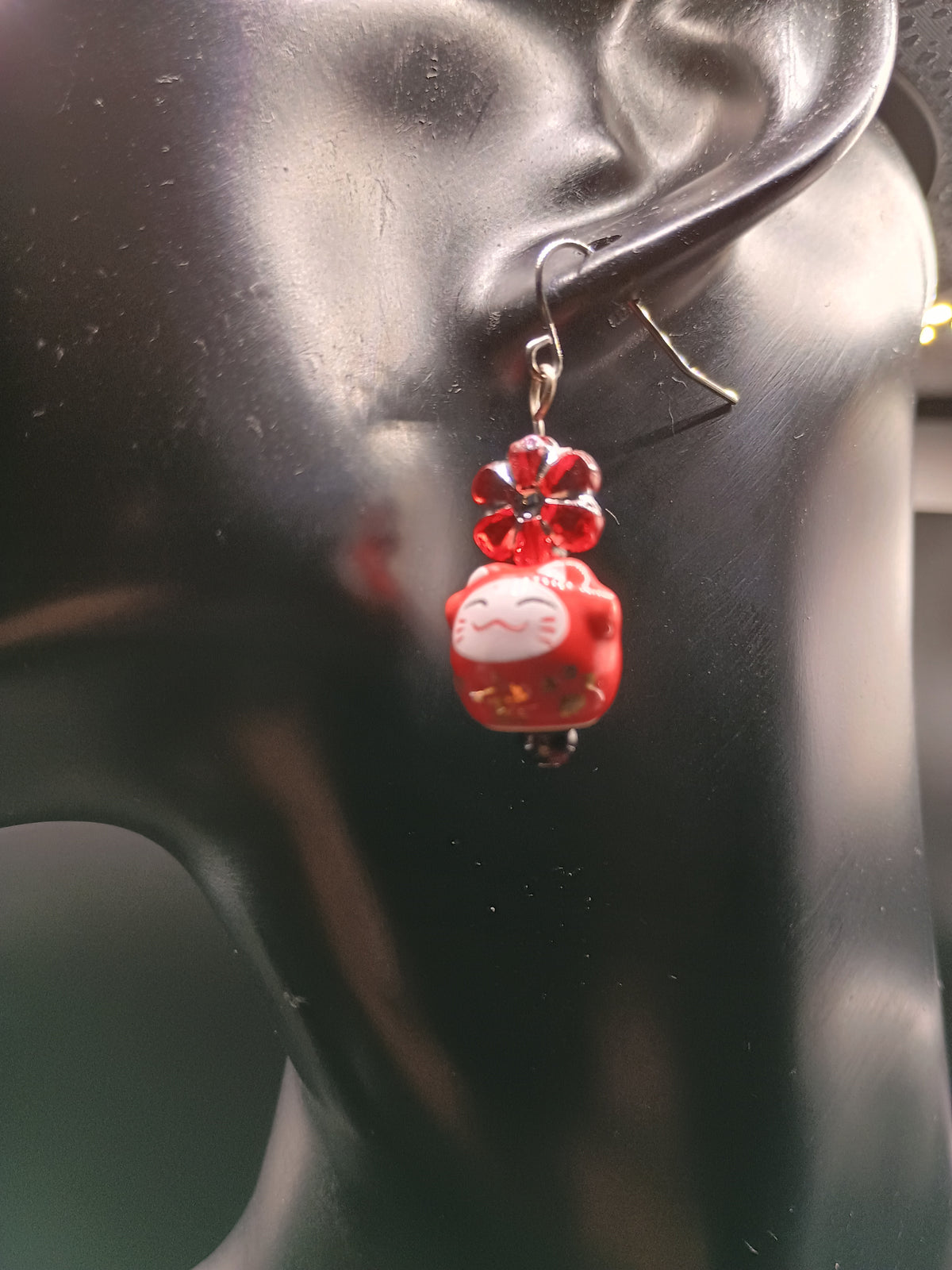 Animal Floral Earrings - Bunny or Lucky Cat