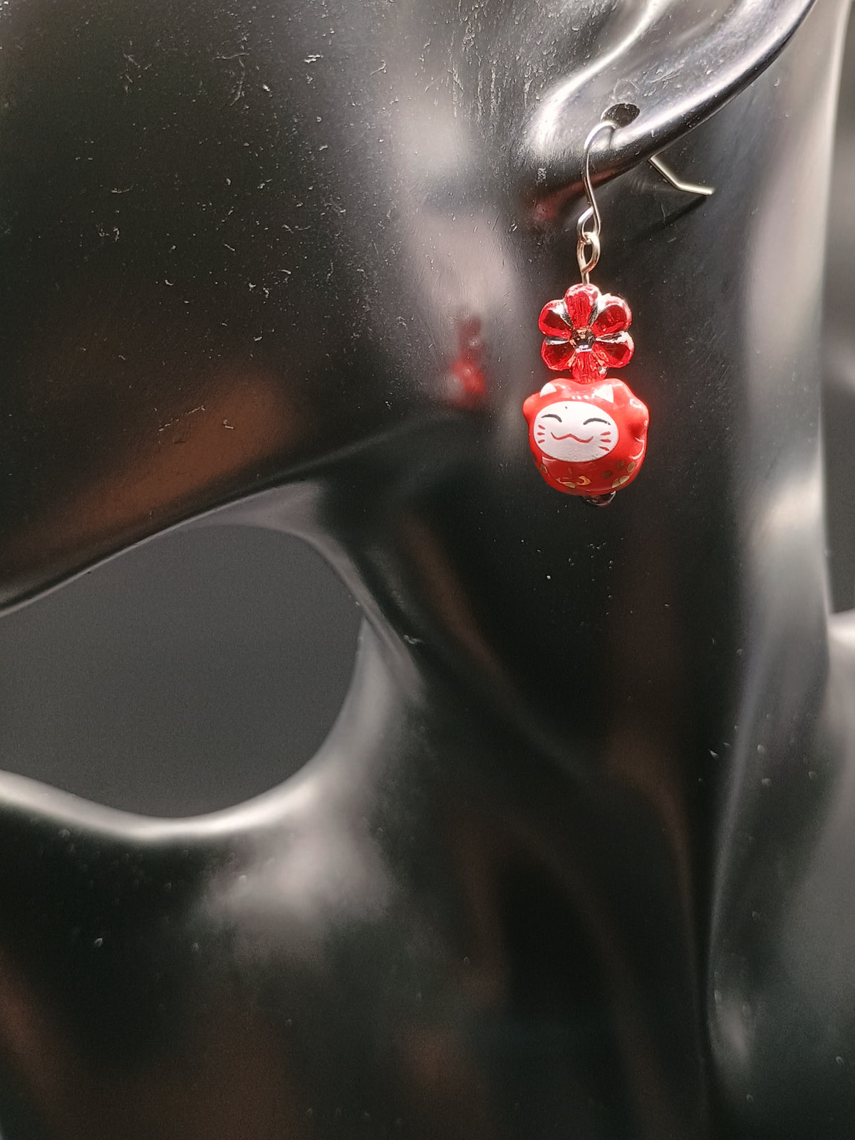 Animal Floral Earrings - Bunny or Lucky Cat