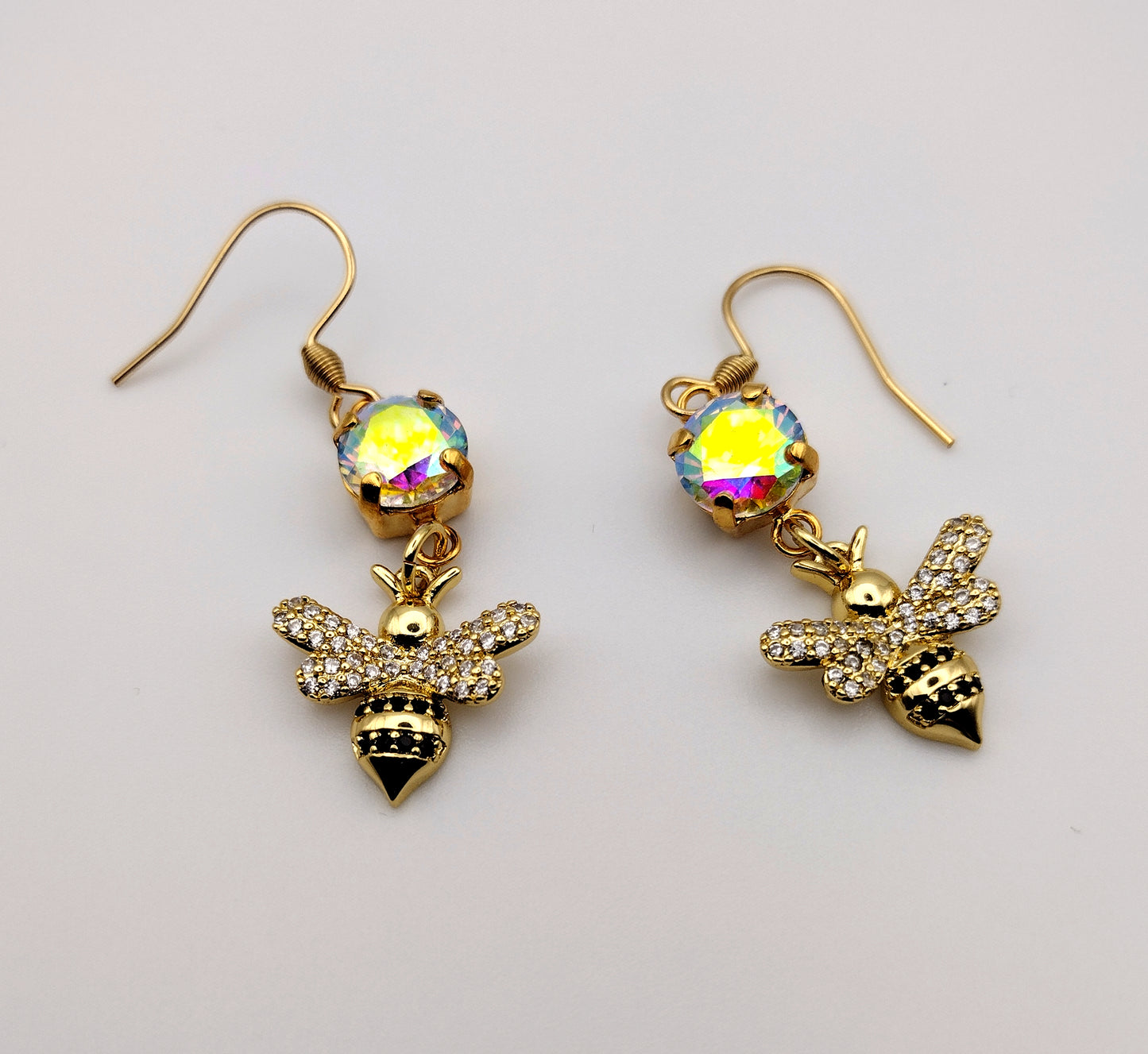 Faux Diamond Bee Earrings
