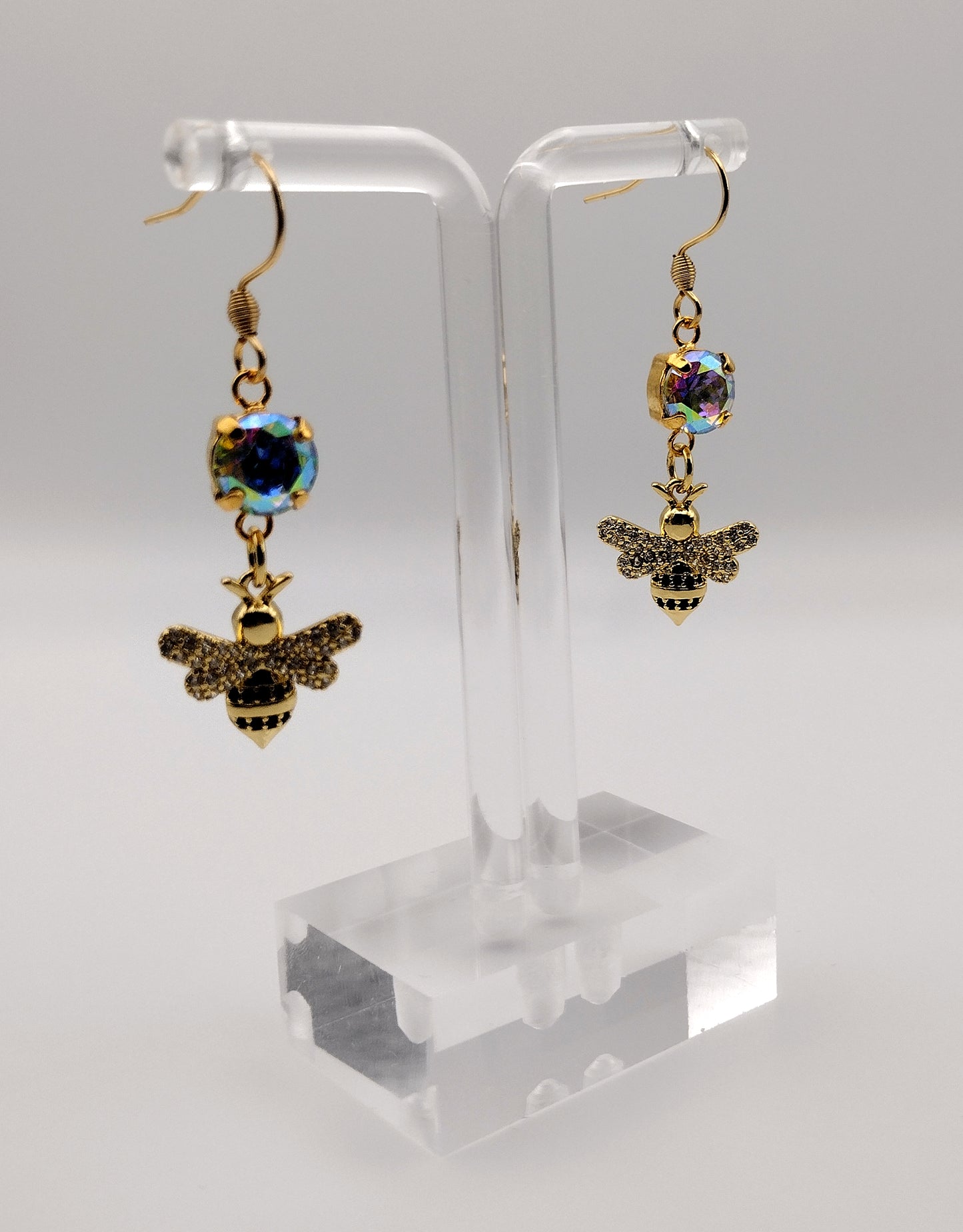 Faux Diamond Bee Earrings