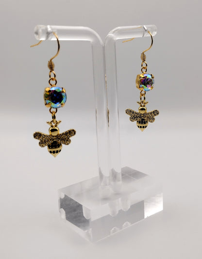 Faux Diamond Bee Earrings