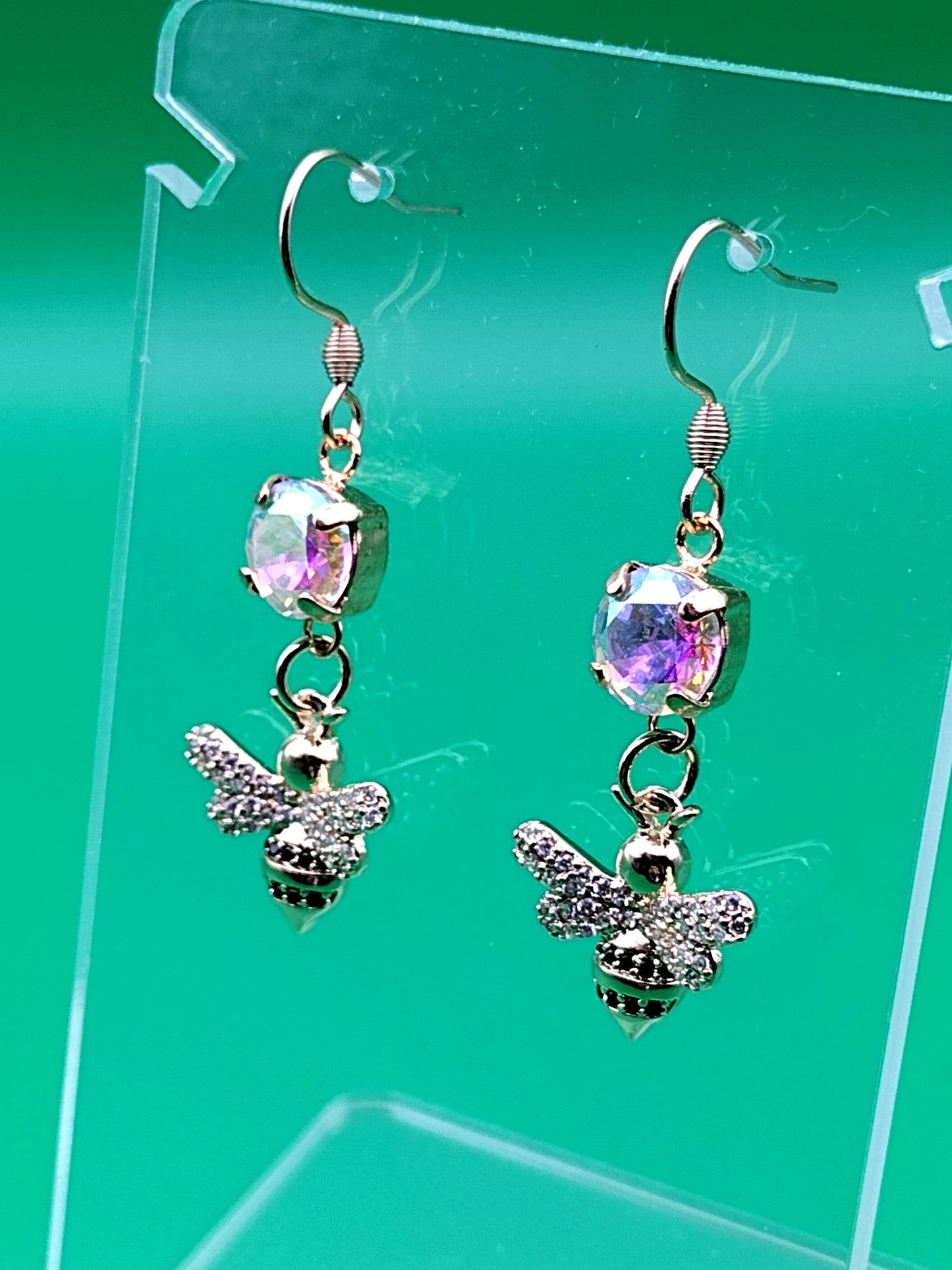 Faux Diamond Bee Earrings