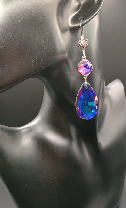 Midnight Bloom Crystal Drop Earrings