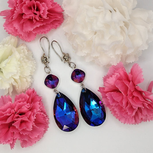 Midnight Bloom Crystal Drop Earrings