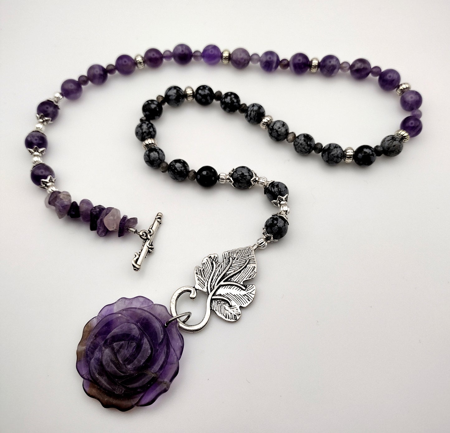 Amethyst Rose Toggle Necklace