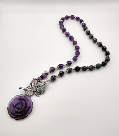 Amethyst Rose Toggle Necklace