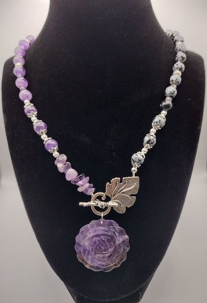 Amethyst Rose Toggle Necklace