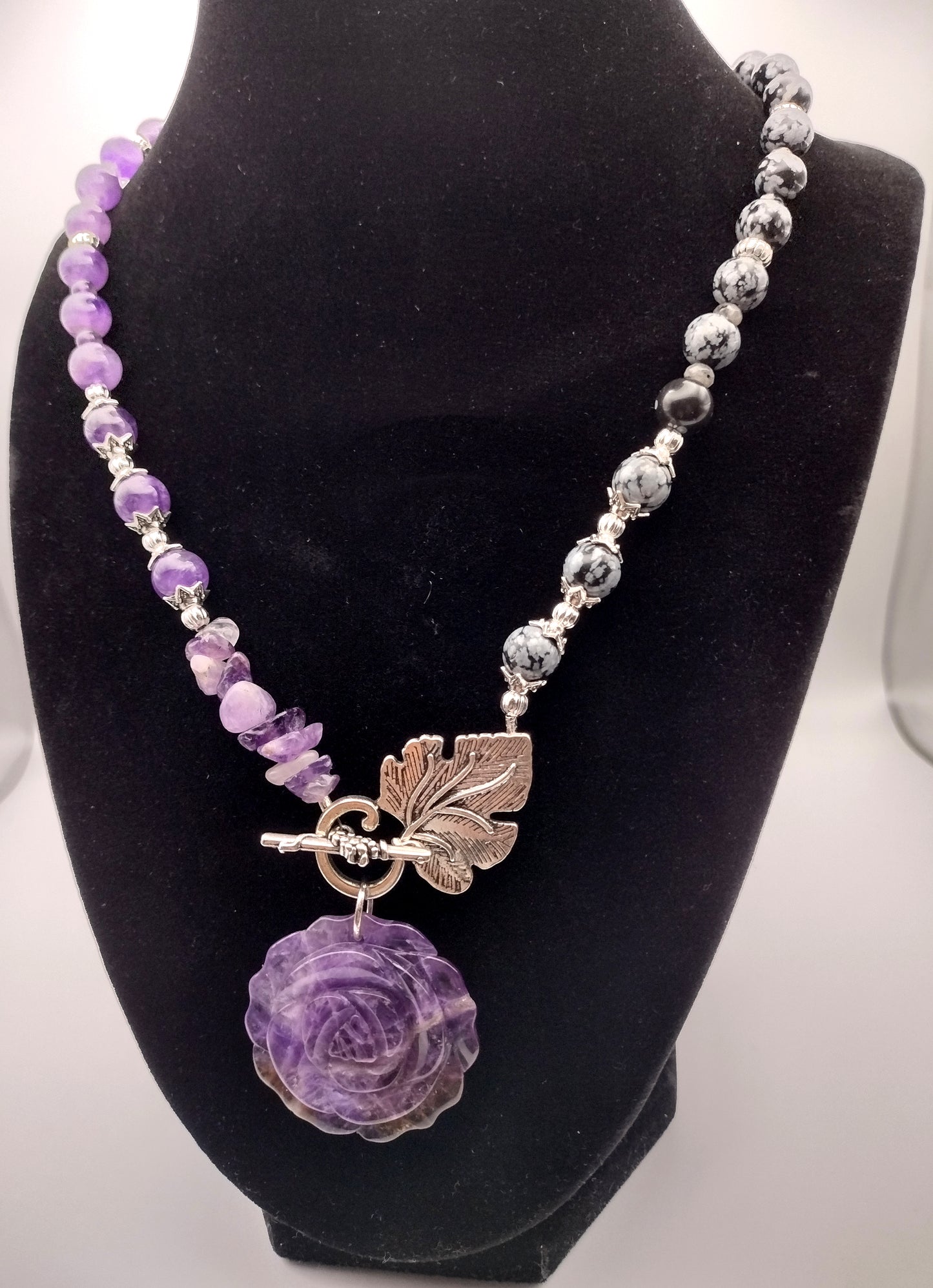 Amethyst Rose Toggle Necklace