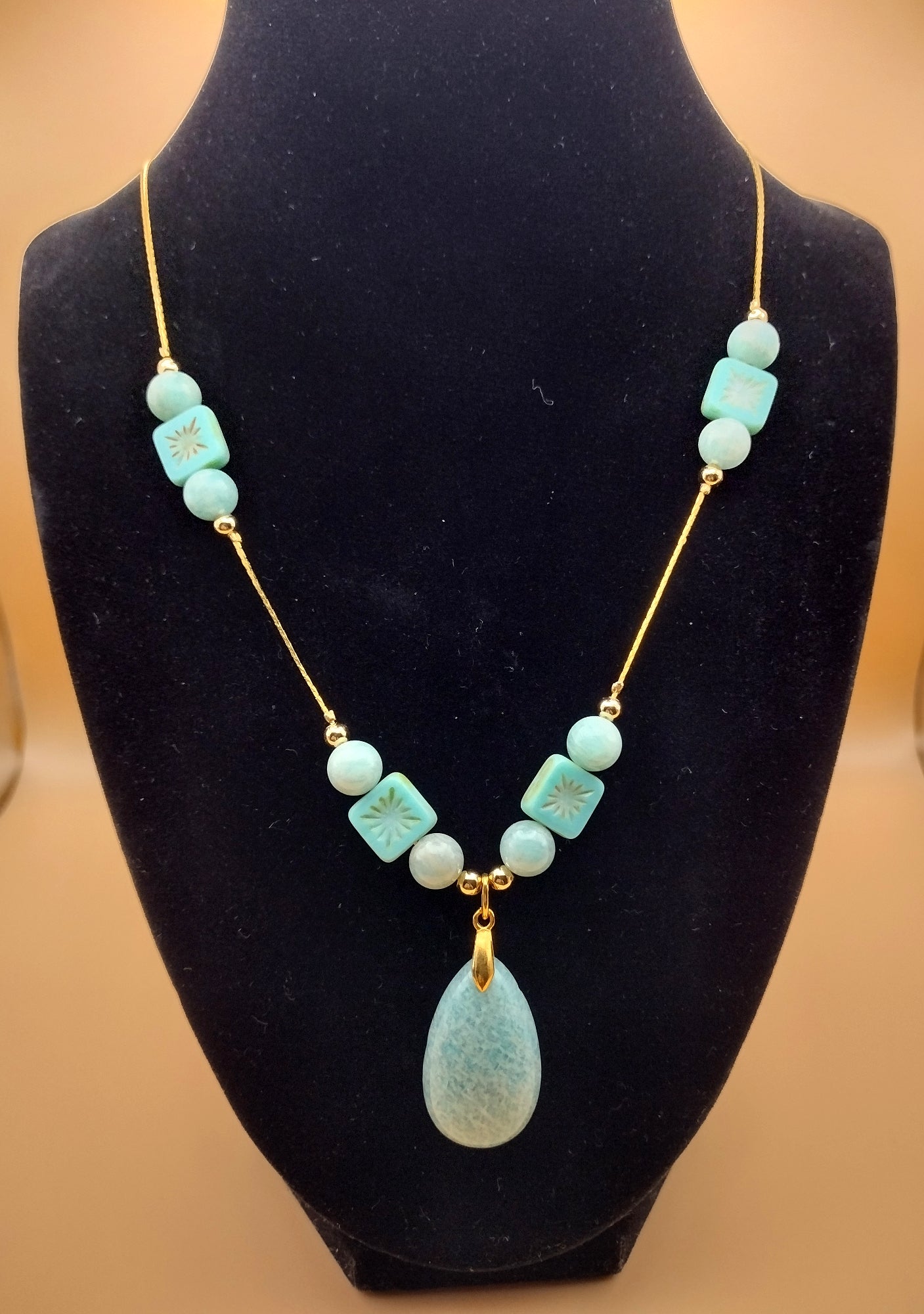 Floating Amazonite Teardrop Necklace