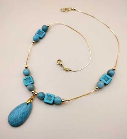 Floating Amazonite Teardrop Necklace