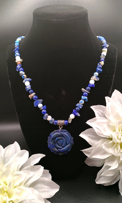 Lapis Rose Necklace