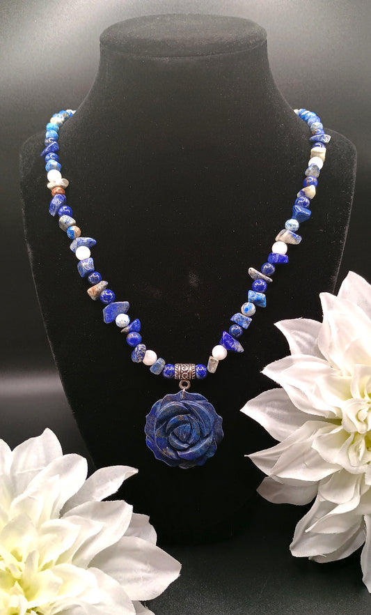 Lapis Rose Necklace