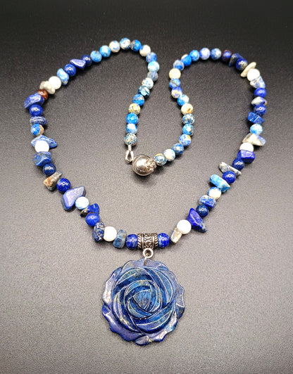 Lapis Rose Necklace