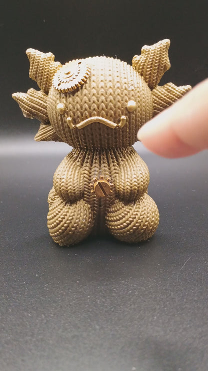 Woven Fins: Steampunk - Textured Axolotl Figurine