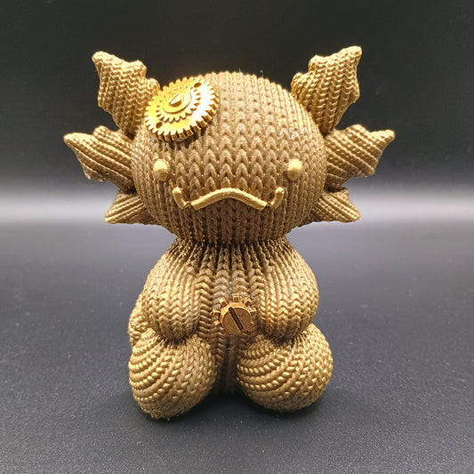Woven Fins: Steampunk - Textured Axolotl Figurine