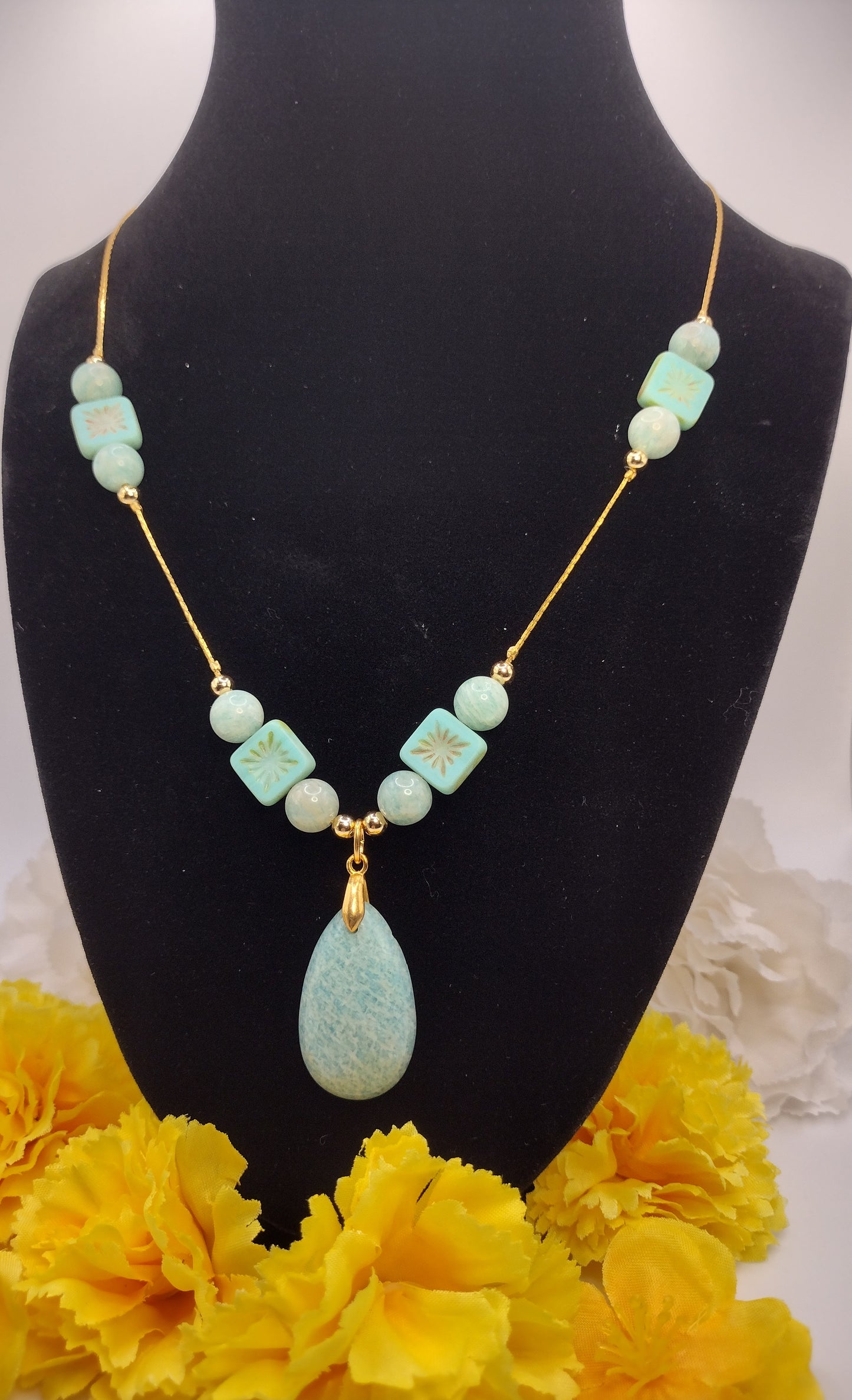 Floating Amazonite Teardrop Necklace